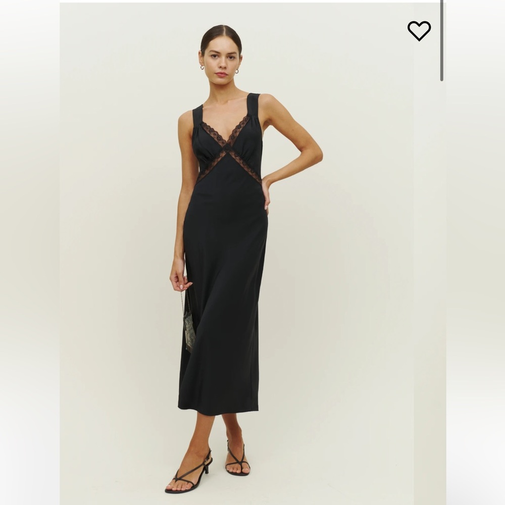 Reformation Chania Silk Dress black M